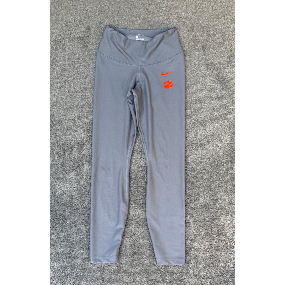 Nike Dri-FIT Clemson Tigers Grey Athletic Leggings Womens Medium Paw Logo